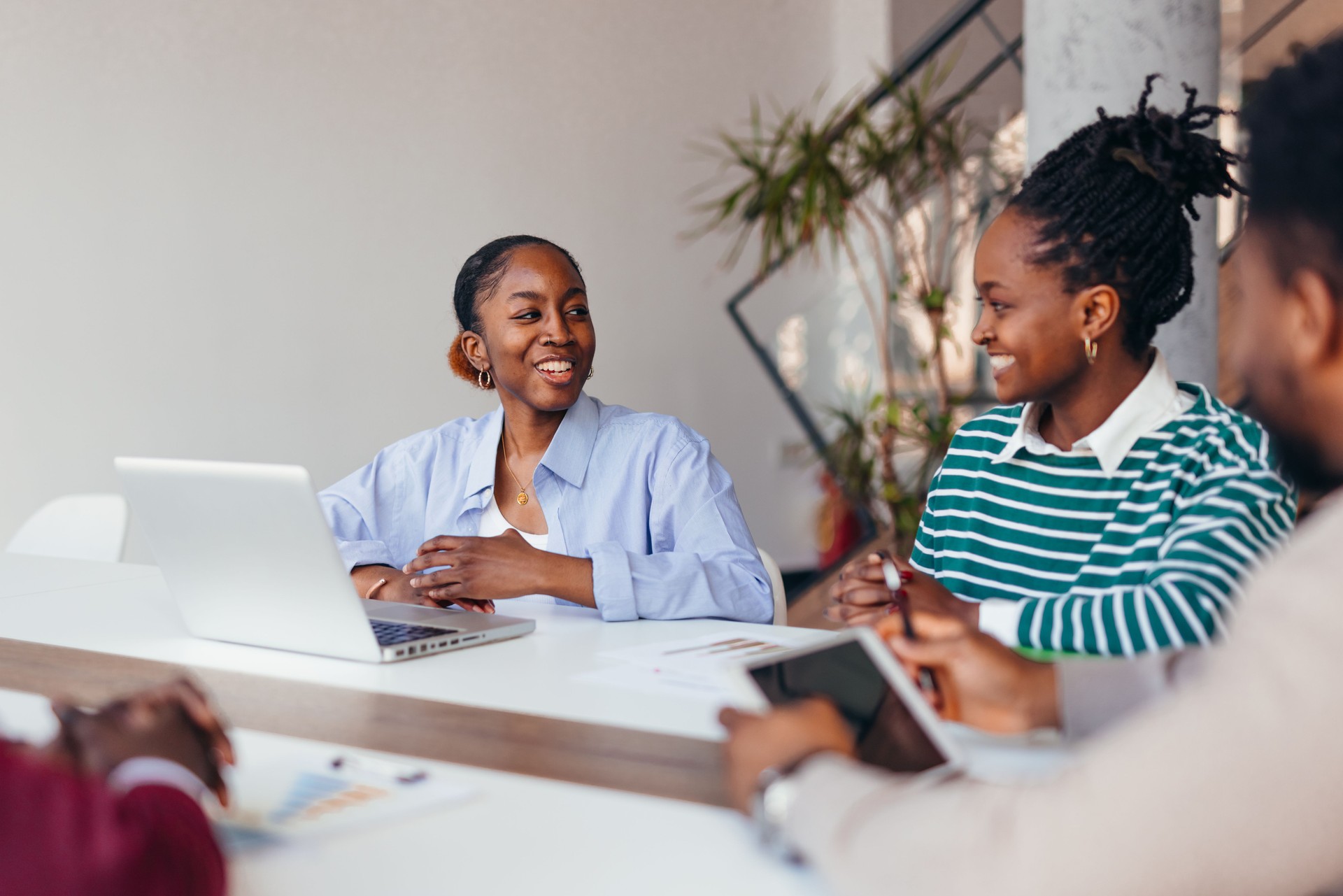 Young african businesswomen discussing a project during a meeting